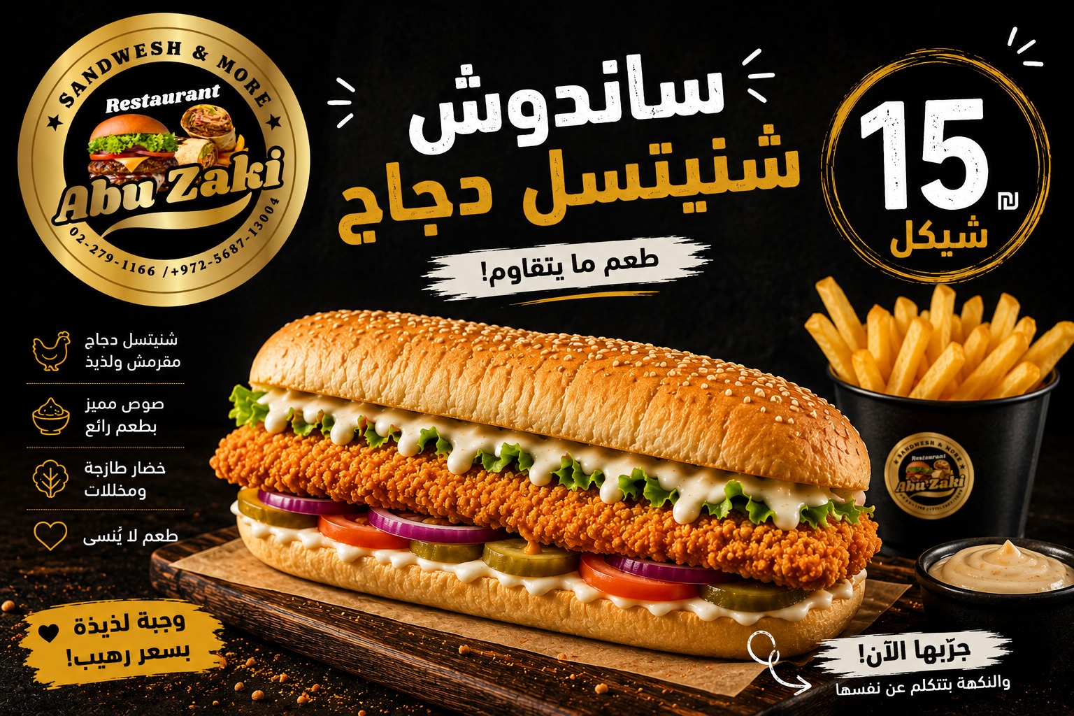 ساندويش شنيتسل دجاج