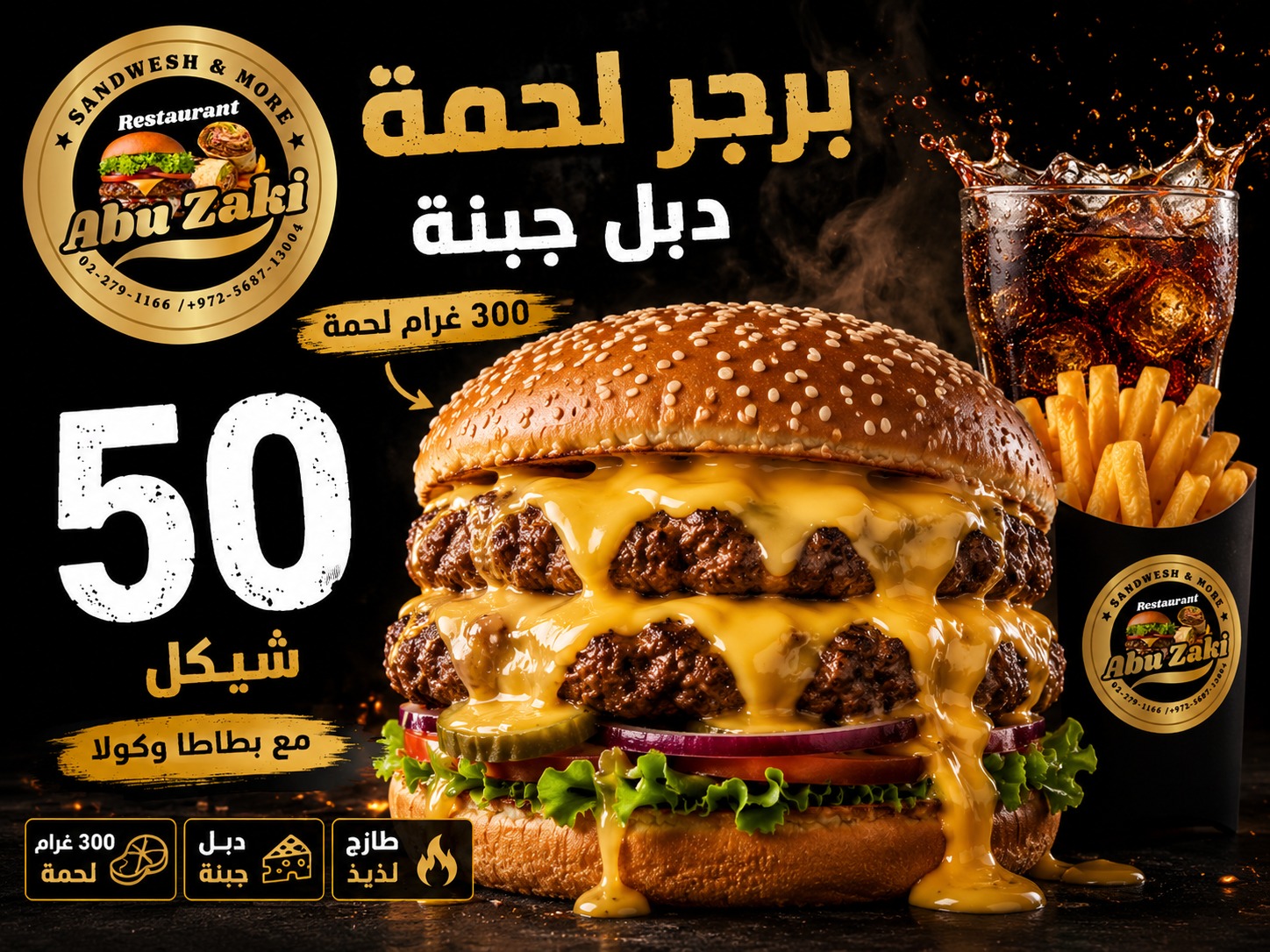 برجر دبل ٣٢٠ جرام لحمه